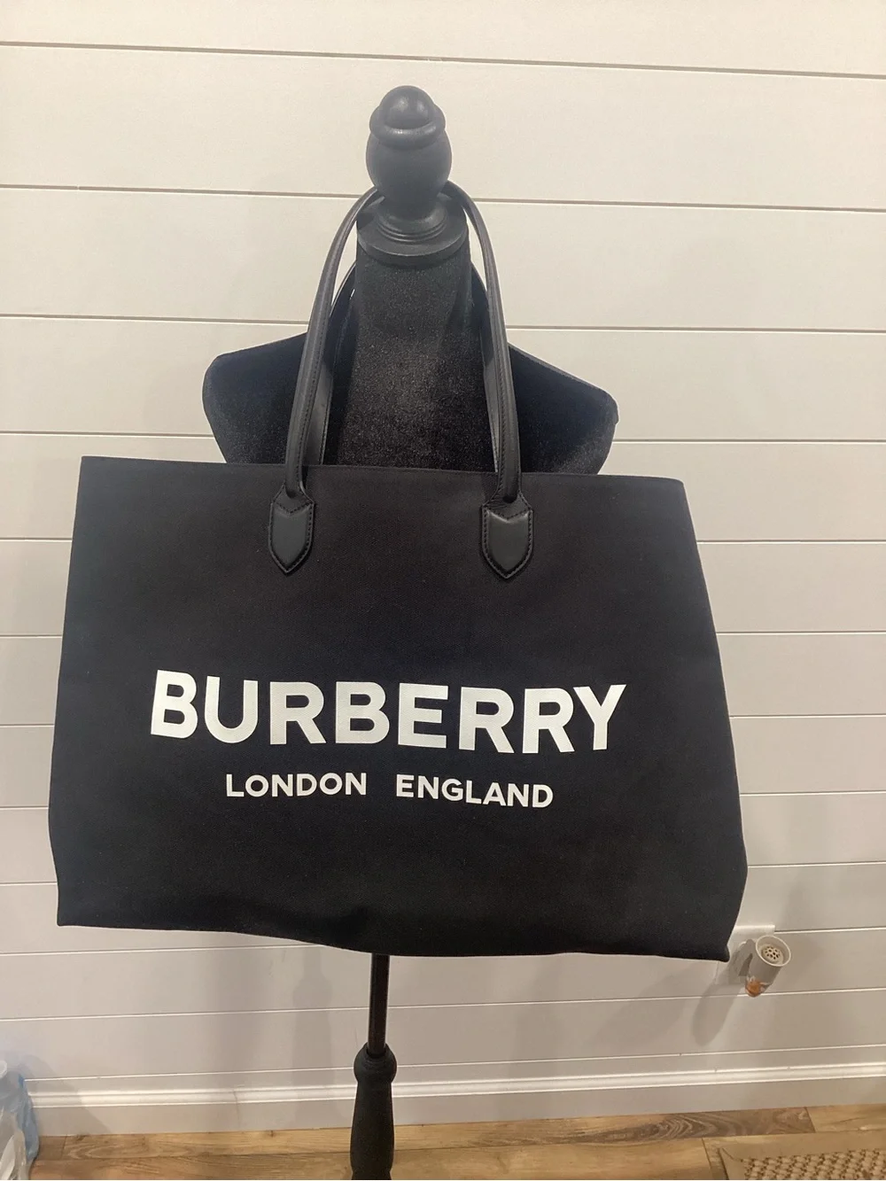 Burberry Black Canvas 'BURBERRY LONDON ENGLAND' Tote